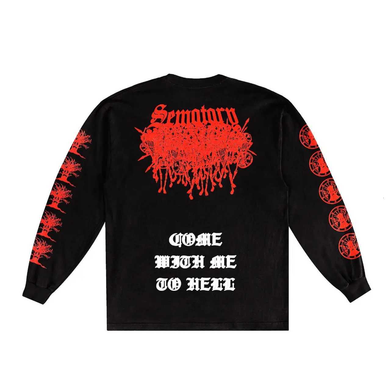 MOUND Crucifixion Long Sleeve HAUNTED Y2k Gothic Skull Pattern Print Round Neck Thick T Shirts Men Women Street Sweatshirt Tops J260708
