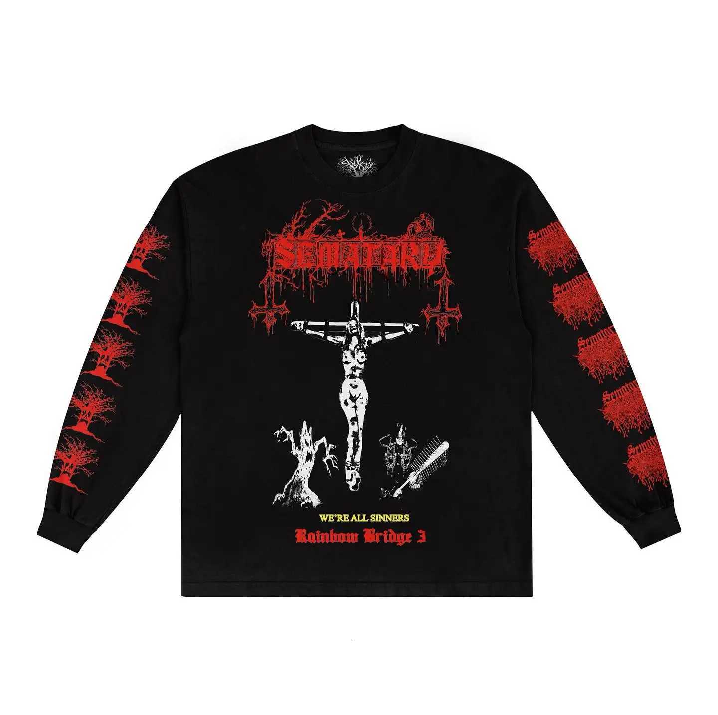 MOUND Crucifixion Long Sleeve HAUNTED Y2k Gothic Skull Pattern Print Round Neck Thick T Shirts Men Women Street Sweatshirt Tops J260708 - view 4