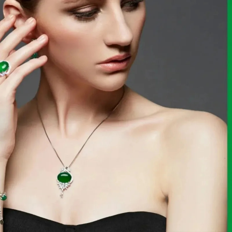 Natural Green Jade Pendant Lucky Necklace Jadeite Chalcedony Amulet Fashion Charm Jewelry Gifts for Women Her 260707 - view 6