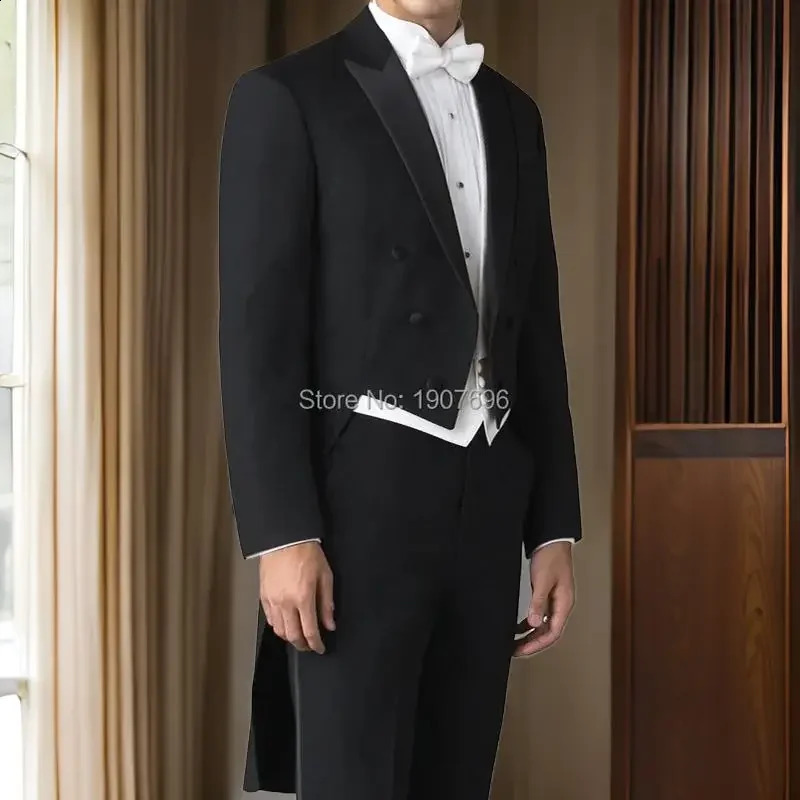 Double Breasted Men Suit Tailcoat for Wedding Party Slim Fit Wedding Tuxedo Groom Banquet Lapel Jacket with Pants Vest 260713CJ - view 6
