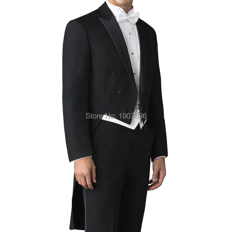Double Breasted Men Suit Tailcoat for Wedding Party Slim Fit Wedding Tuxedo Groom Banquet Lapel Jacket with Pants Vest 260713CJ - view 5