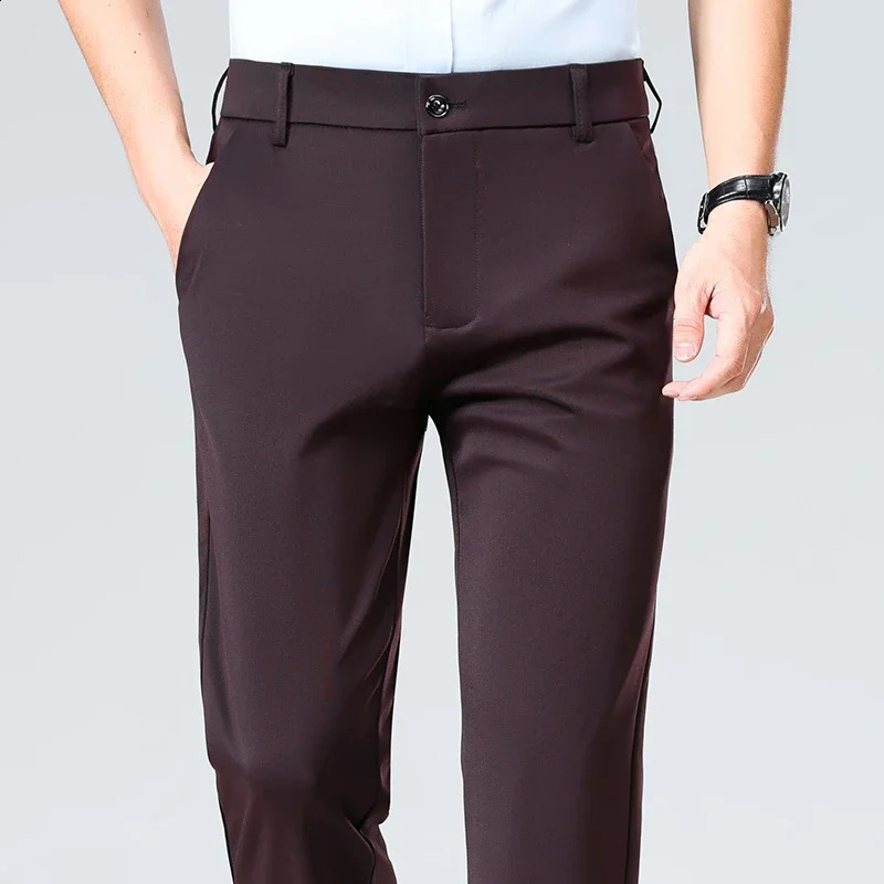 Mens Stretch Straight Leg Business Dress Pants Wrinkle Resistant Soft Drape Breathable Formal Trousers for Office Wear 260713 - view 6