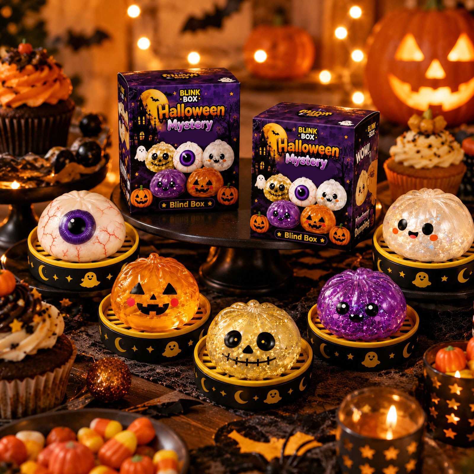 Halloween Ghost Squishy Toy Maltose Squeeze Stress Relief Toy Grip Decompression Gift Box Set L26071435L3 - view 3