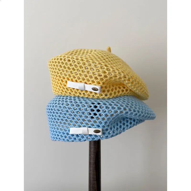 Japanese Style Simple Straw Berets Womens Summer French Literary Thin Section Showing Face Small Hollow Breathable Painter Hat 260713 - view 3