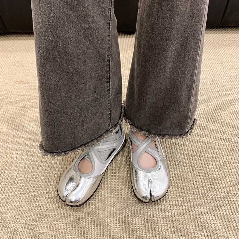 Ballet Womens Tabi 2026 New Flats Cross Strap Soft Leather Casual Shoes for Women Daily Outdoor Street Wear All Seass H260714 - view 4