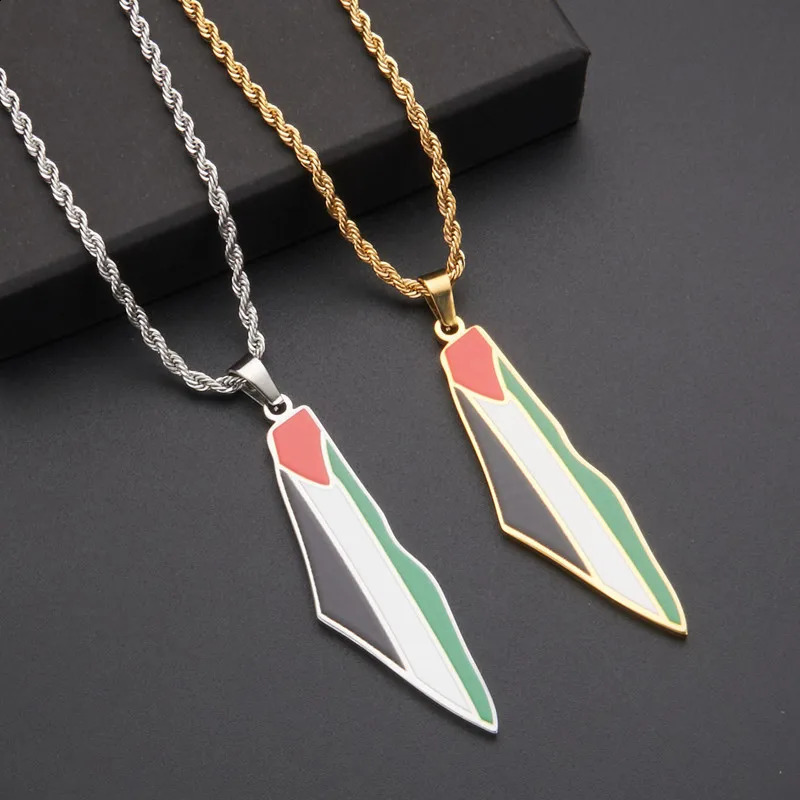 HNSP Palestine Flag Series Stainless Steel Pendant Chain Necklace For Women Men Jewelry Accessories Palestinian 260713