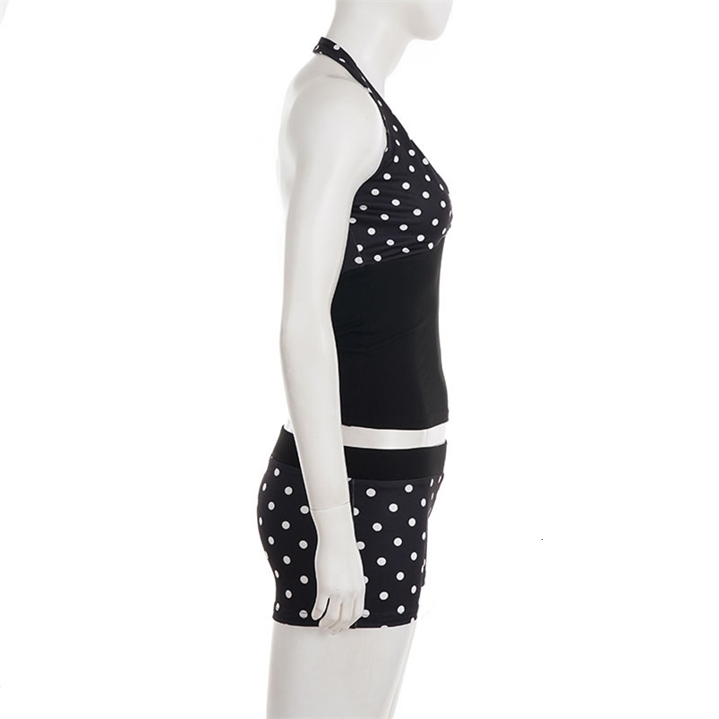 SUCHCUTE Woman 2 Piece Set Sexy Polka Dot Print Halter Tank Top and Low Rise Shorts Set Summer Beachwear Going Out Outfit Casual 260713 - view 6
