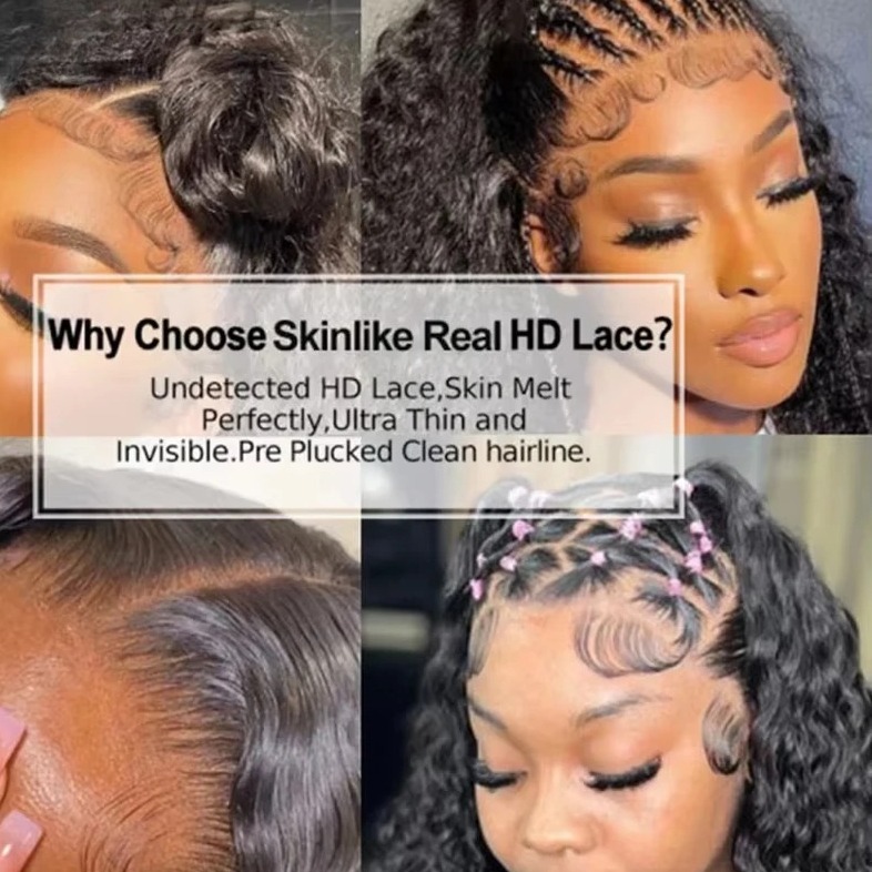 Black Afro Kinky Curly Ultra Fitted New Pre Plucked Black Hairline Burmese 13x6 HD Lace Front Human Hair Wigs Ready To Wear Skinlike HD Lace Closure G - view 7