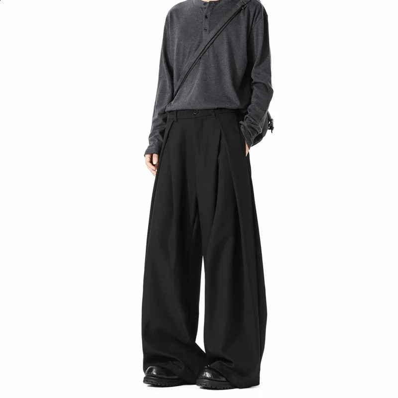 Oversized Suit Pants Men Fashion Society Mens Black Dress Pants Korean Loose Wide Leg Pants Mens Office Formal Trousers S-3XL 260713BJ - view 6
