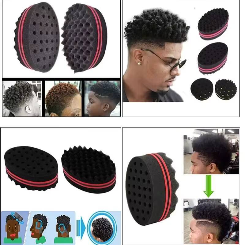 Sponge Twists Big Holes Metal Pick Comb Double-sided Breathable Perm Styling Brush Special for Real Hair Wigs - view 4