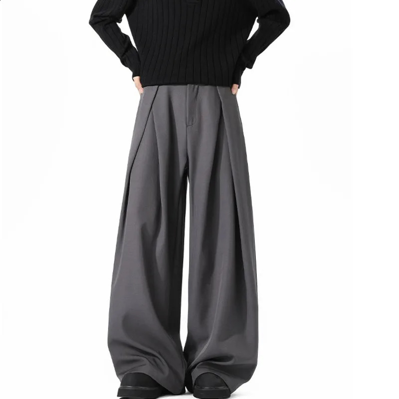 Oversized Suit Pants Men Fashion Society Mens Black Dress Pants Korean Loose Wide Leg Pants Mens Office Formal Trousers S-3XL 260713BJ - view 3