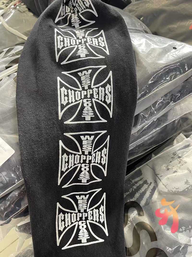 Black Retro Washed West Old Coast Choppers Long Sleeve Tshirts Hiphop Street Cotton Round Neck Sweatshirts Men Women Tops J260708 - view 6