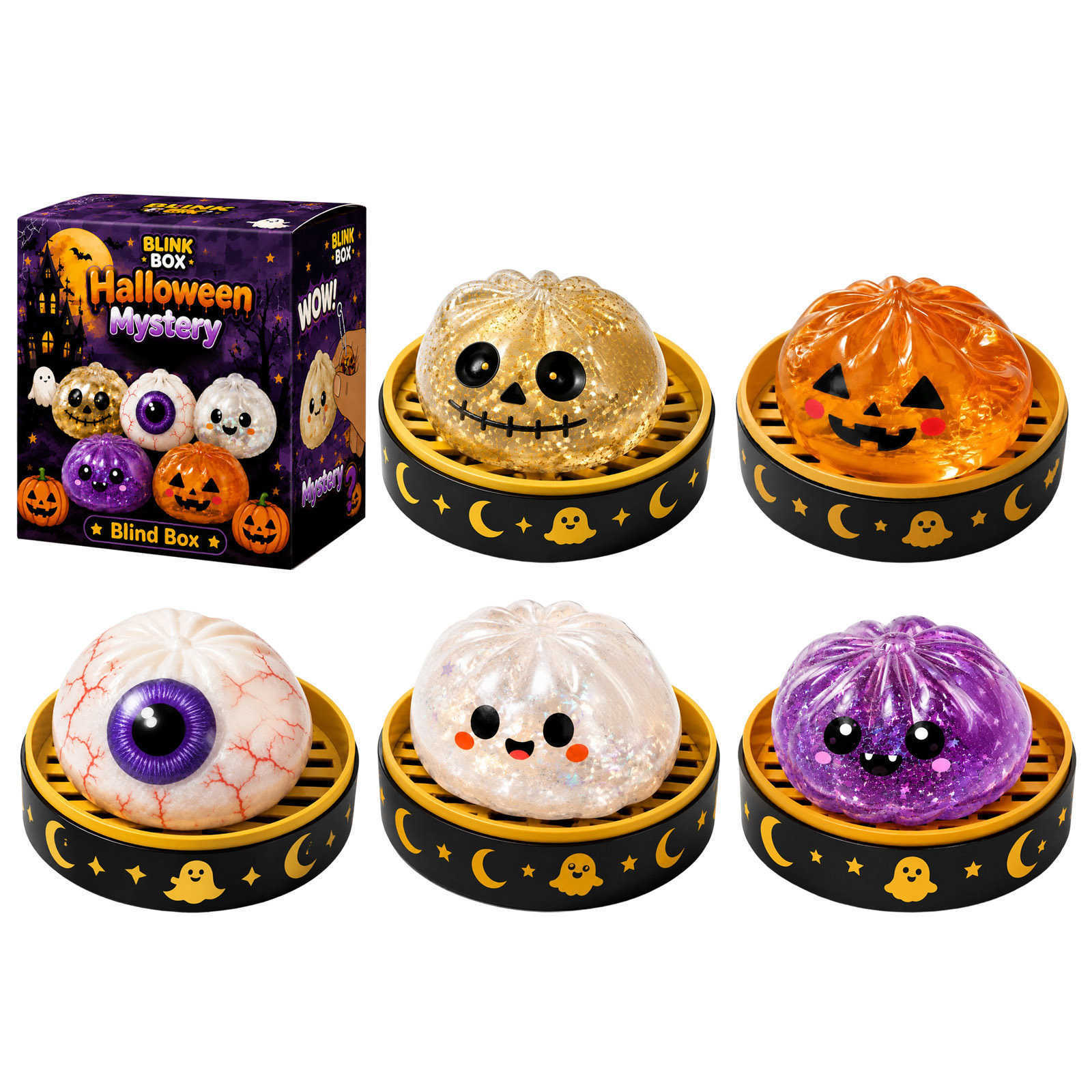 Halloween Ghost Squishy Toy Maltose Squeeze Stress Relief Toy Grip Decompression Gift Box Set L26071435L3 - view 6