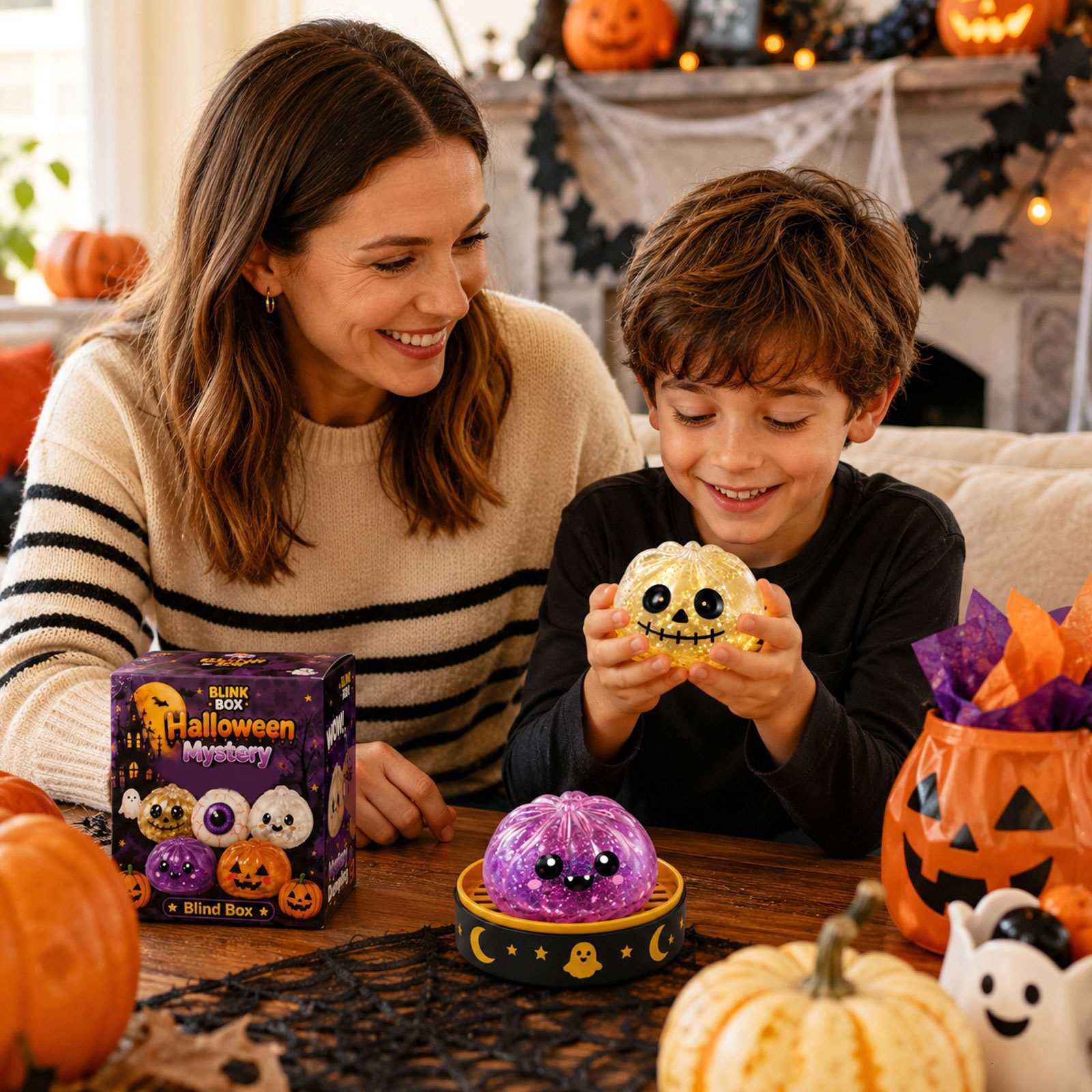 Halloween Ghost Squishy Toy Maltose Squeeze Stress Relief Toy Grip Decompression Gift Box Set L26071435L3 - view 4