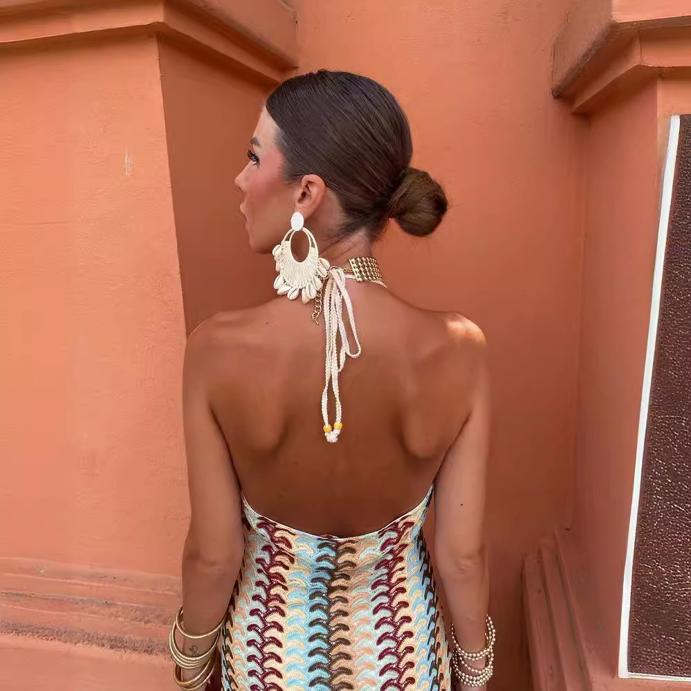 Colorful Stripe Spaghetti Strap Maxi Dress Lightweight Flowy Vacation Beach Long Dress - view 6