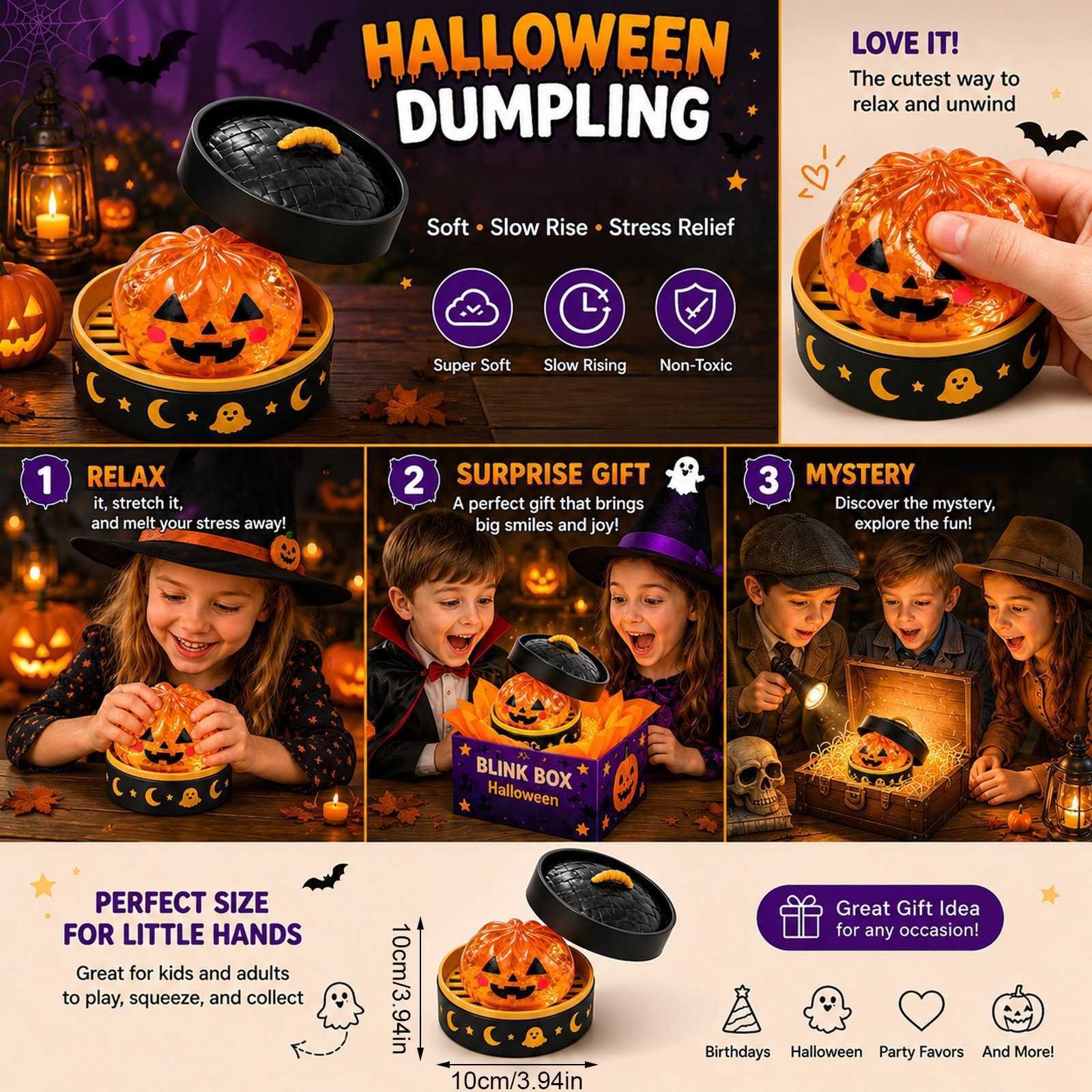 Halloween Ghost Squishy Toy Maltose Squeeze Stress Relief Toy Grip Decompression Gift Box Set L26071435L3 - view 5