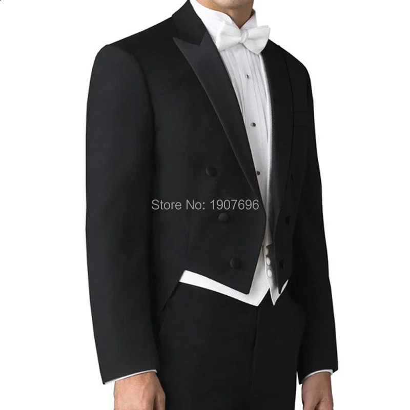 Double Breasted Men Suit Tailcoat for Wedding Party Slim Fit Wedding Tuxedo Groom Banquet Lapel Jacket with Pants Vest 260713CJ - view 7