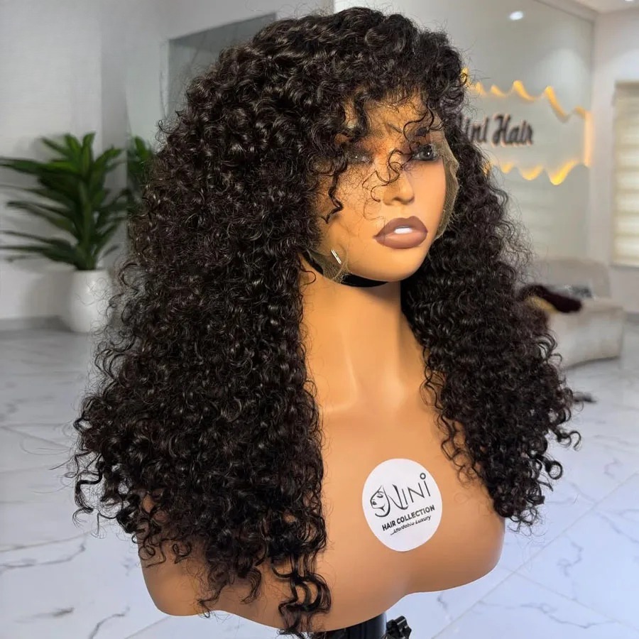 Black Afro Kinky Curly Ultra Fitted New Pre Plucked Black Hairline Burmese 13x6 HD Lace Front Human Hair Wigs Ready To Wear Skinlike HD Lace Closure G - view 5