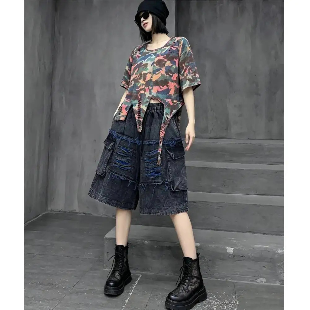 Unique Fashion Denim Jean Cropped Wideleg Summer LX6048 260714banjia