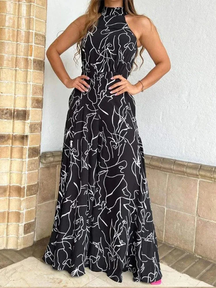 Summer European and American womens wear with elegant waistcinching sashtie sleeveless offshoulder long pants printed jumps 260714banjia - view 6