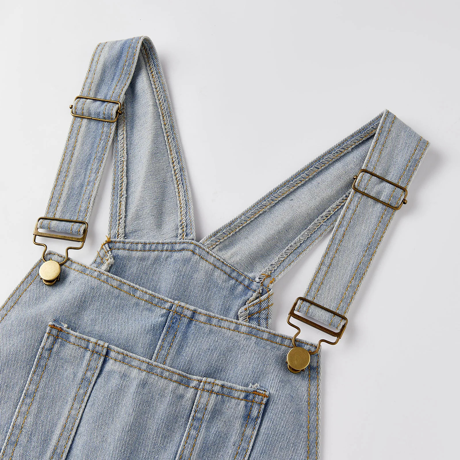 Women Baggy Denim Overalls Shorts Solid Color Sleeveless Suspender Jean Romper with Pockets Summer Streetwear 260714banjia