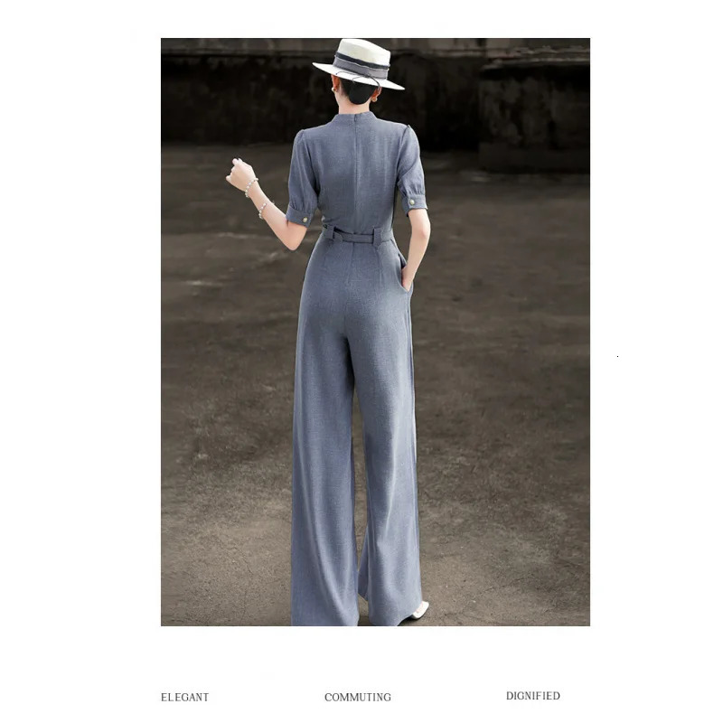 MEXCOCO 2026 Summer Arrival Elegant Jumpsuit Bow Neck with Scarf Highgrade Wide Leg Pants 260714banjia