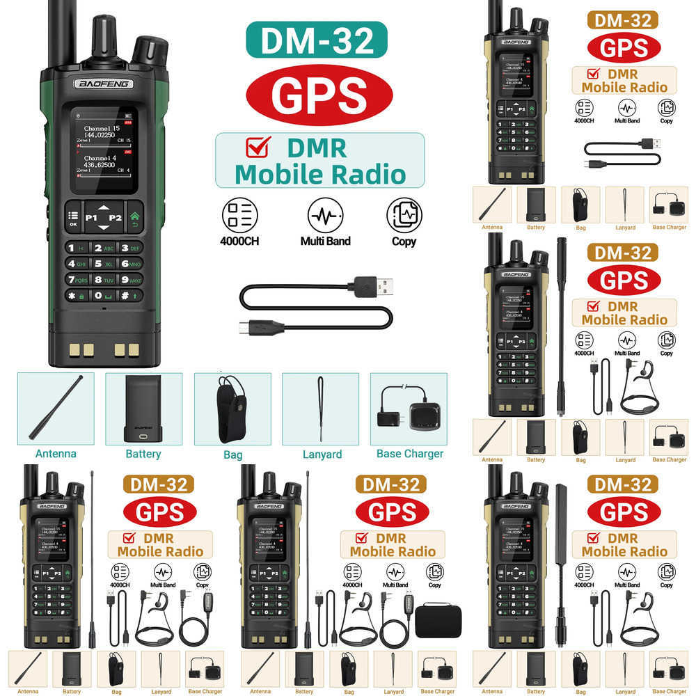 BAOFENG DMR DM-32 Digital Walkie Talkie GPS Dual Mode Analog TDMA Dual Time Slot Air Band APRS Digital Call For UV-32 Ham Radio X260715