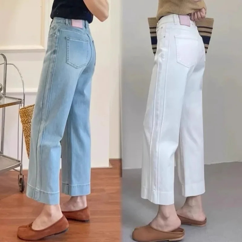 Women High Waist Wide Leg Pants Casual Loose Trousers Summer Solid Color Straight Fit Pocketed AnkleLength Jeans 260714banjia - view 3