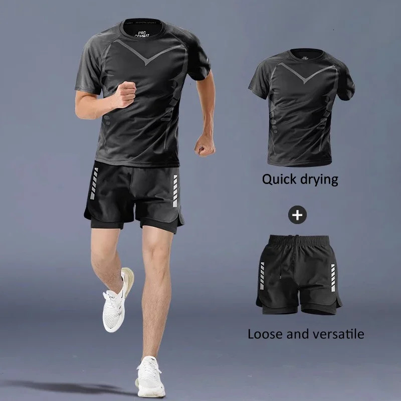 Mens marathon running track and field training short-sleeved shorts quick-drying sports suit 260714 - view 3
