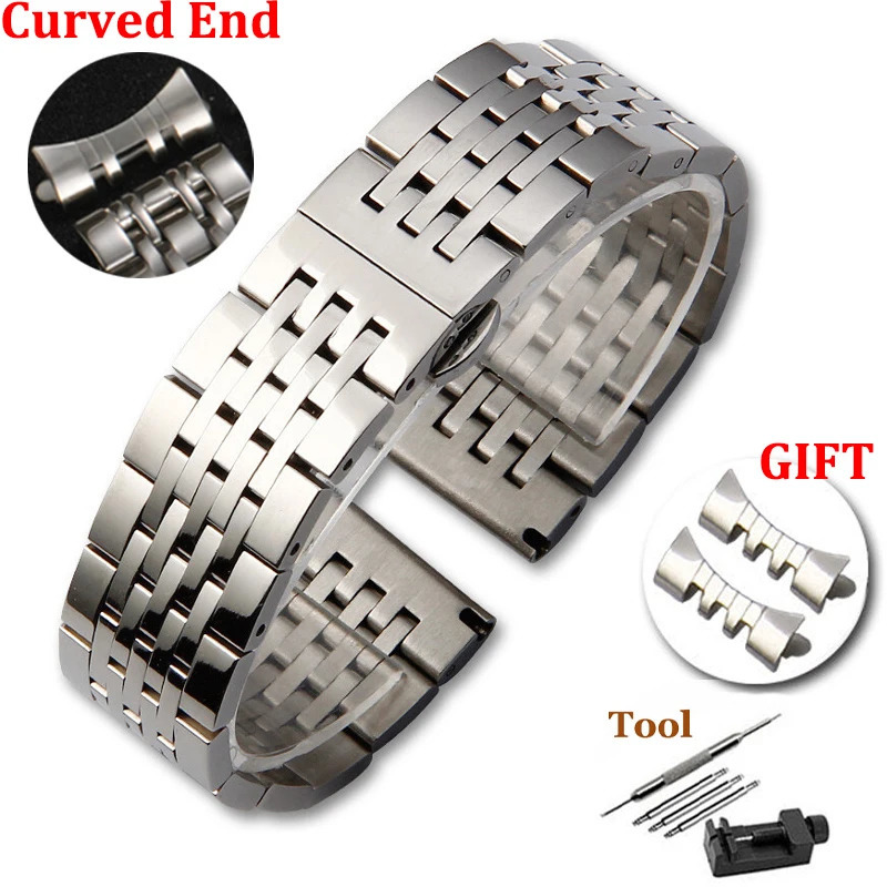 16/18/19/20/21/22/24mm Solid Stainless Steel Watch Band for TISSOT Butterfly Buckle 304L Metal Wrist Strap for Omega for Seiko 260715