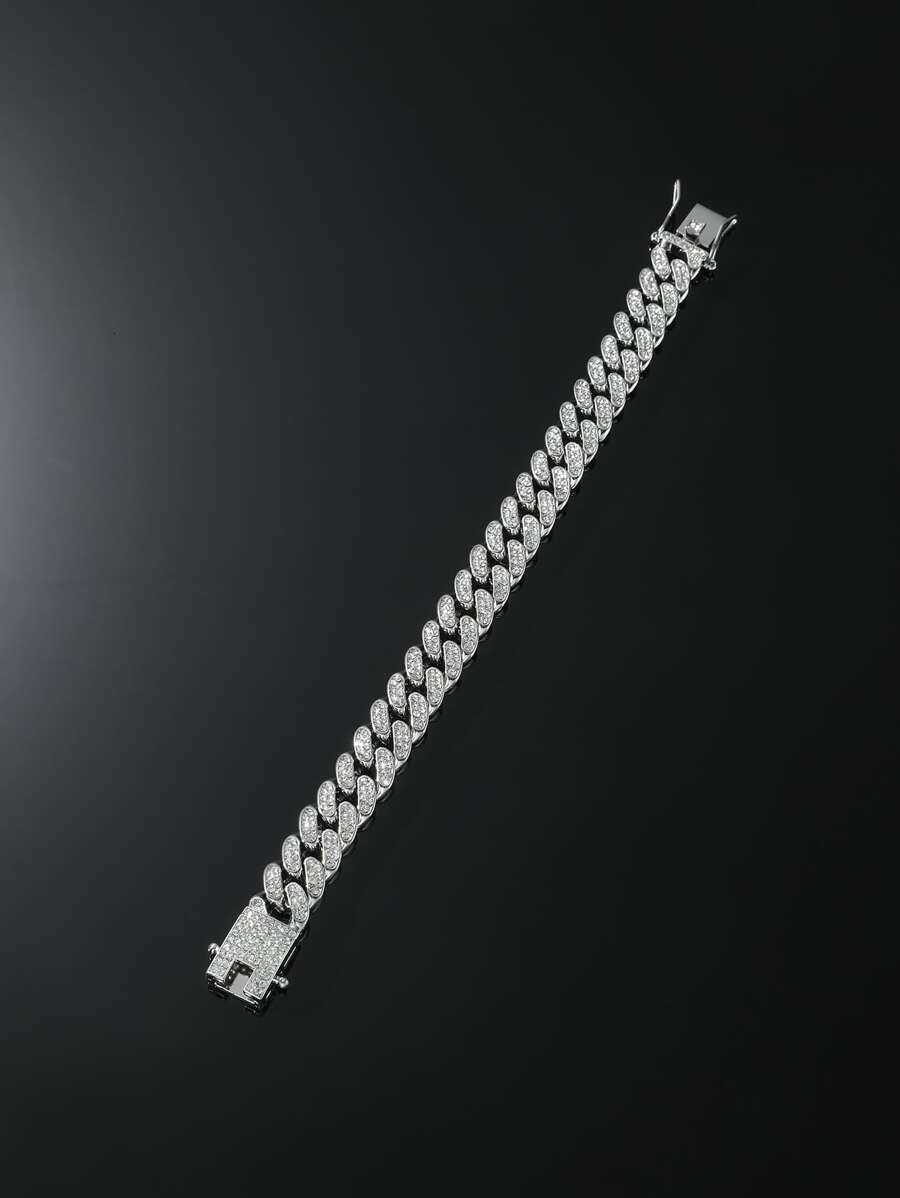 Hip Hop Shiny Rhinestone Chain Bracelet Unisex Rhinestone Inlaid Punk Style Wristband Gold Color Jewelry Gift H260715 - view 5