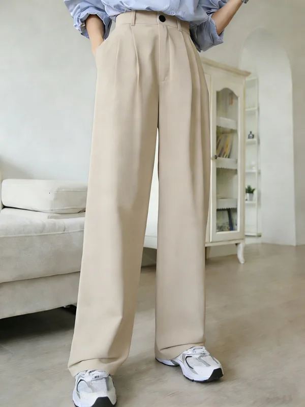 2026 Arrival White High Waist Wide Leg Pants for Women Elegant Office Lady Straight Trousers Casual 260714banjia - view 5
