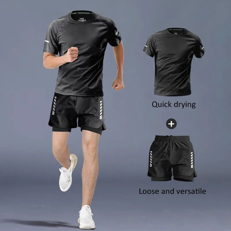 Mens marathon running track and field training short-sleeved shorts quick-drying sports suit 260714 - view 4