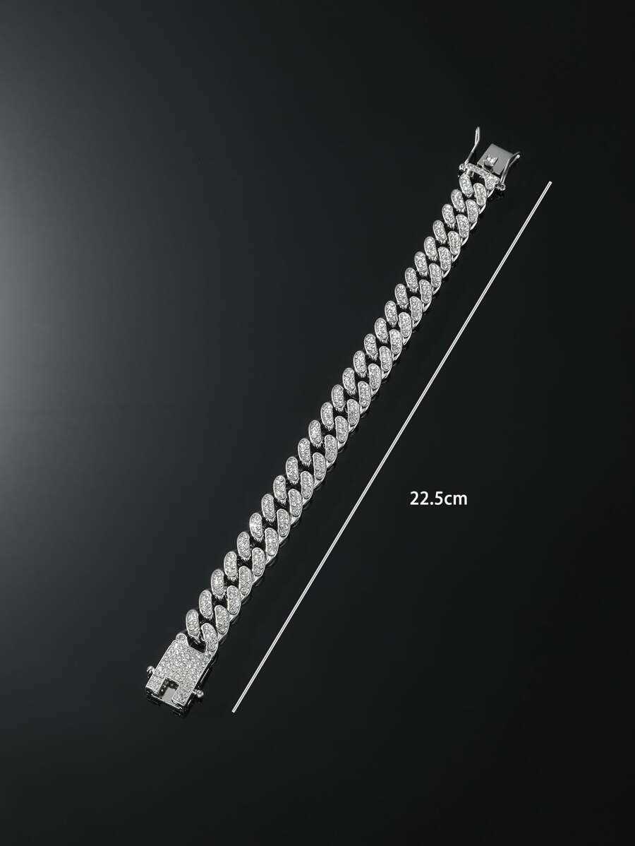 Hip Hop Shiny Rhinestone Chain Bracelet Unisex Rhinestone Inlaid Punk Style Wristband Gold Color Jewelry Gift H260715 - view 4