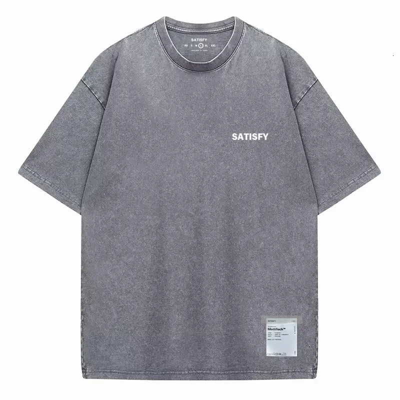 Trendy SATISFY Running MothTech Muscle Round Neck Distressed Pure Cotton Printed Short Sleeve T-shirt Casual Loose Fit Youth 260714 - view 7