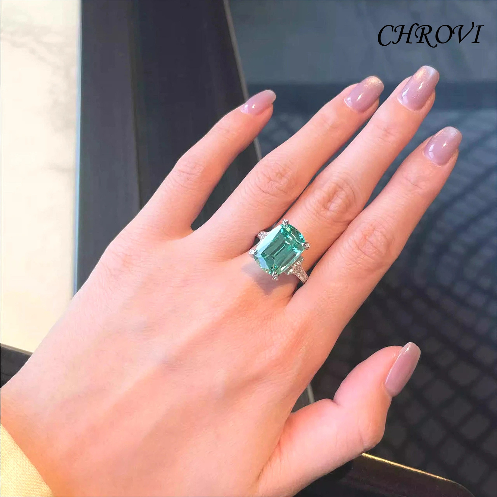 Fashion 925 Sterling Silver y Ice Flower Cut Paraiba Tourmaline Ring - Blue Sapphire Round Diamond Ring for Women 260715 - view 6