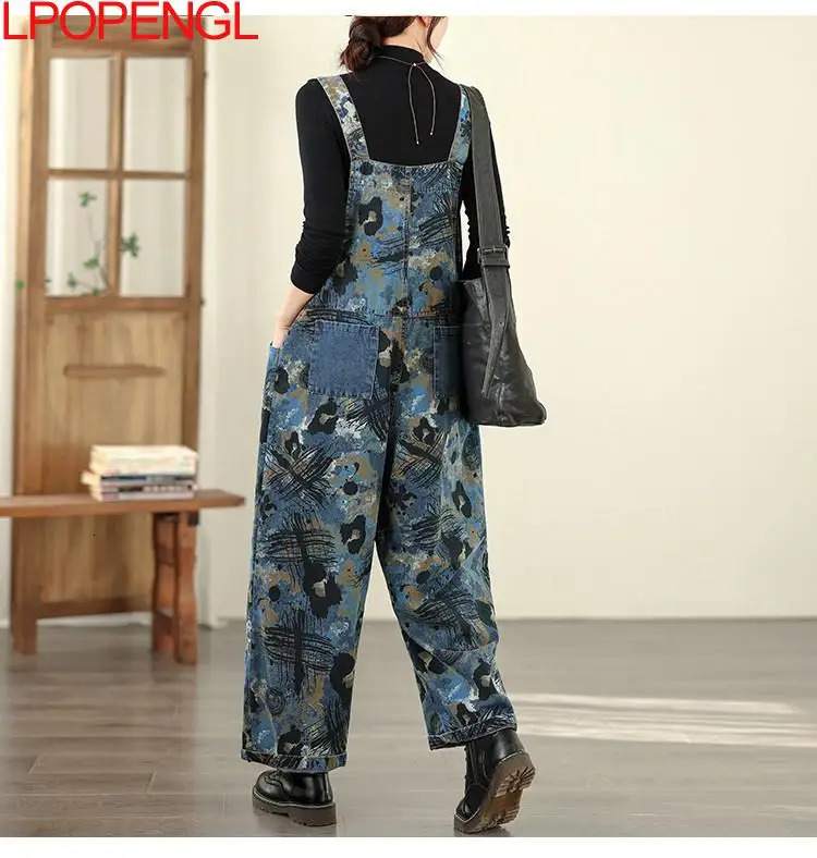 Personalized Retro Printed Jeans Temperament Pocket Fashion 2026 Womens Jumpsuit Casual Versatile Streetwear Straight Overalls 260714banjia - view 7