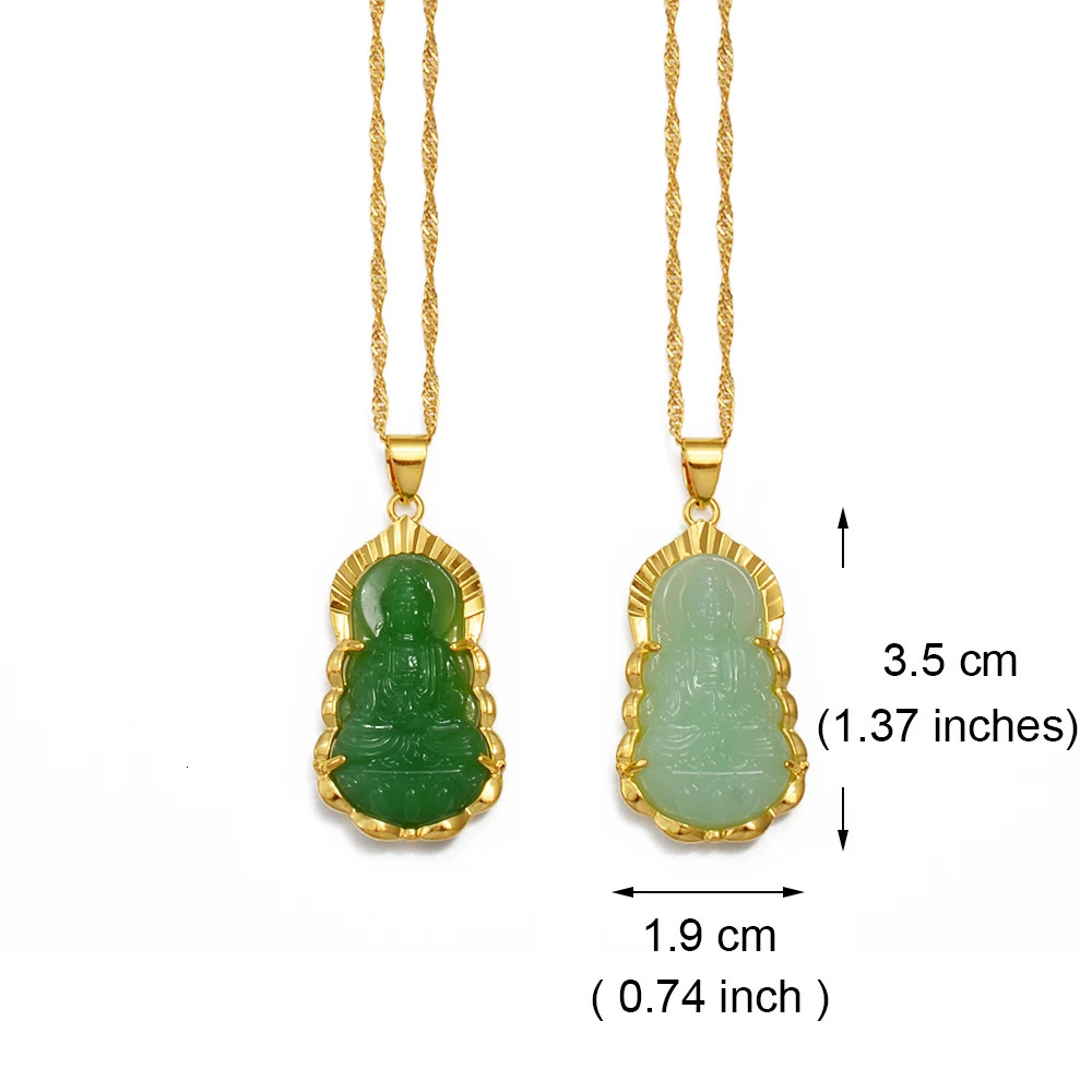Anniyo Green Guanyin Pendant Necklace Chinese Style Buddhist Ornament Maitreya Buddha Amulet Hinduism 003136 260707 - view 6