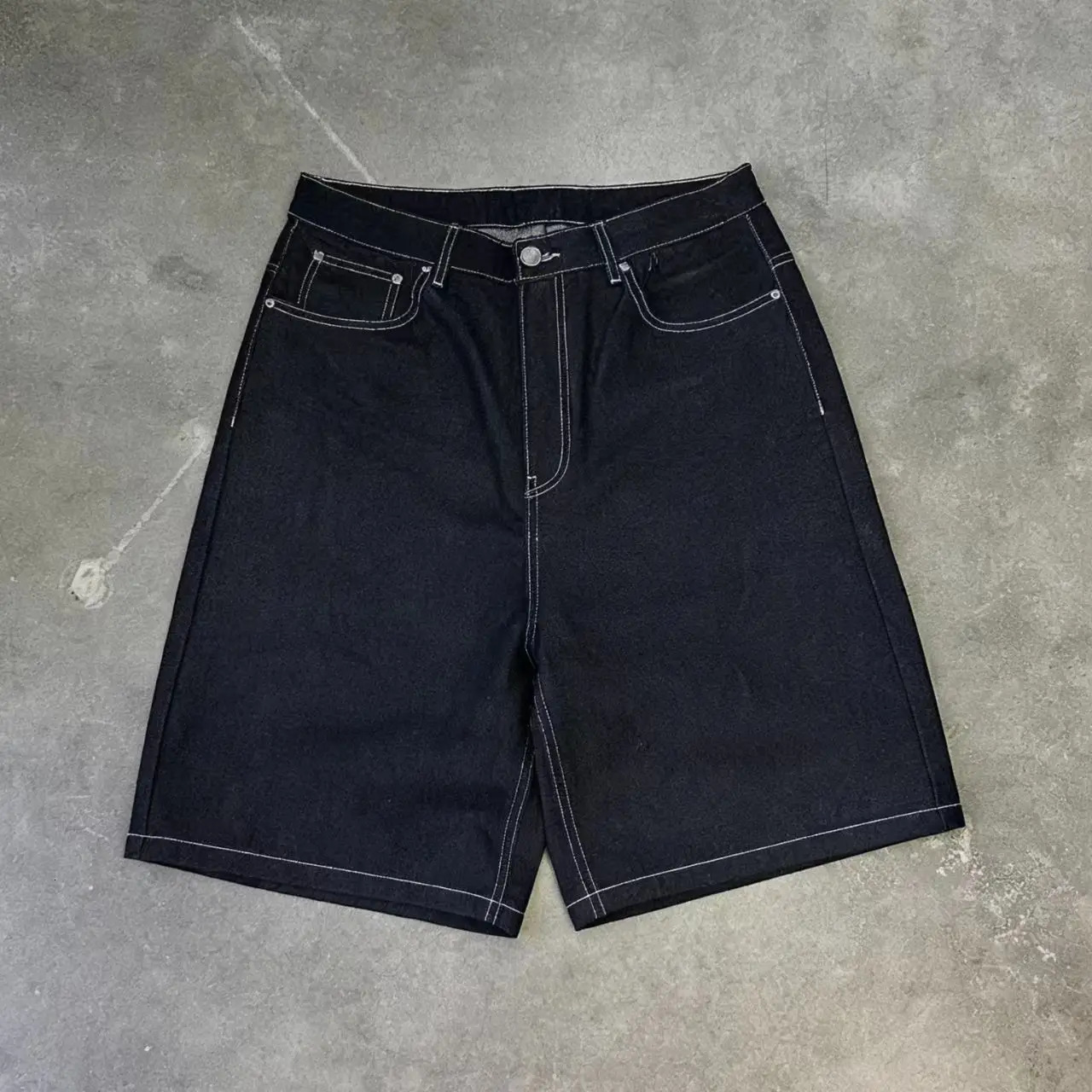 Black Spring And Summer Disc Patch Denim Shorts Men And Women Y2k Retro Hip-Hop Harajuku Streetwear Casual Loose Trend Shorts 260714 - view 7