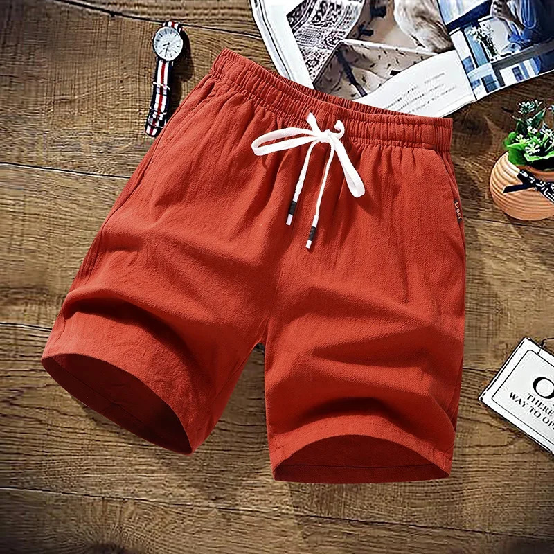 Summer Shorts Men Solid Casual Shorts Men 100 Cotton Cargo Shorts Beach Shorts Cotton Linen Boardshort Asia Size M-9XL 260714 - view 4