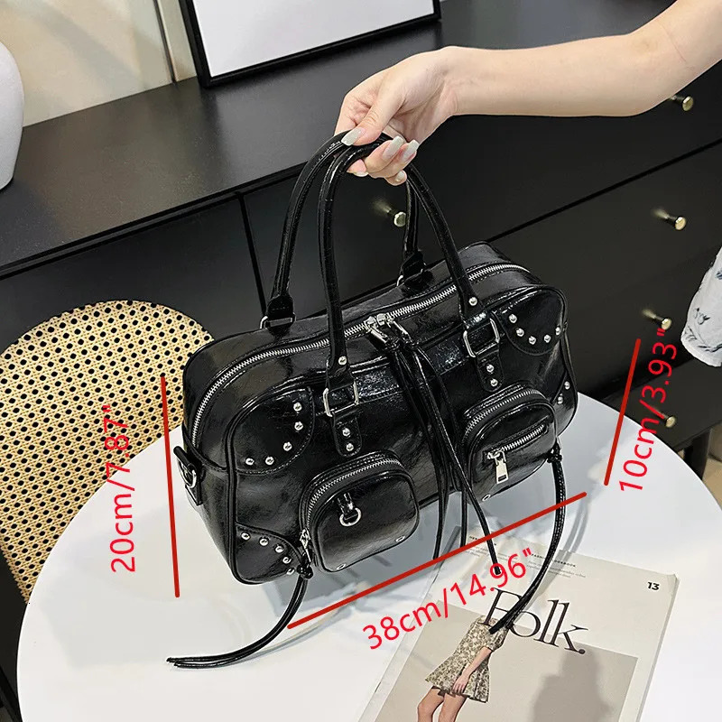 Summer Y2K Shoulder Bags Vintage Gothic Women Shoulder Crossbody Bags Large Capacity Leather Purse Handbags 260714 - view 6