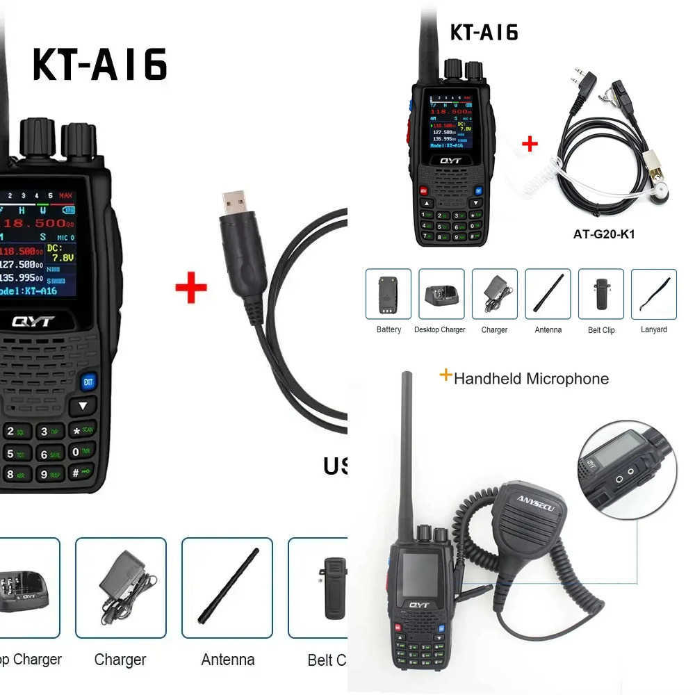 QYT Air Band Transceiver 6W VHF 118-136MHz Walkie Talkie NOAA Weather Color Sn 200 Channels for Aviation Outdoor Use X260715