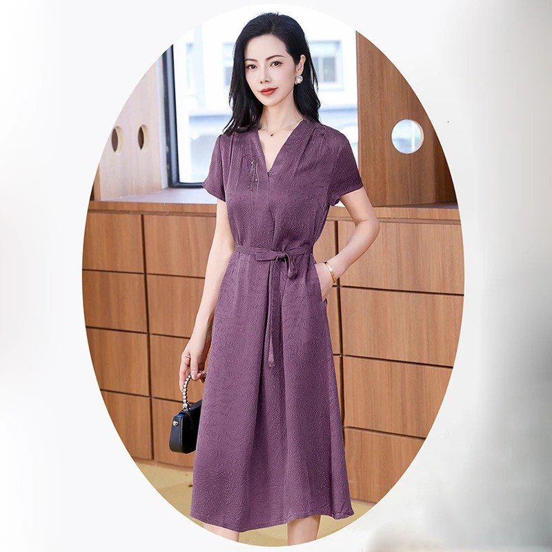 2026 y Xiangyunsha Silk Gown Premium VNeck Guanle Crepe Summer Dress 260714banjia