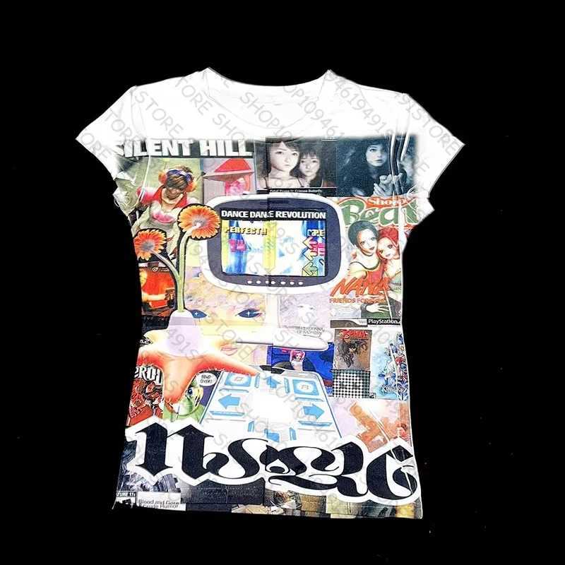 Clothes Baby Tees Summer Y2k Tops Streetwear Harajuku Graphic Cartoon T-shirt Vintage Crop Tops Wome clothes shoujo girl style J260714 - view 3