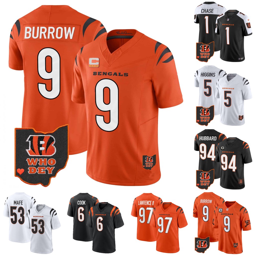 Maglia Da Calcio Personalizzata Bengals Joe Burrow Dexter Lawrence II Jamarr Ch…