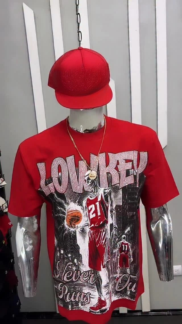 2026 High Street Fashionable Red Short-Sleeves Pattern Printed Basketball Player Pattern Cool Flash Lettern T-Shirts 260714 - view 4