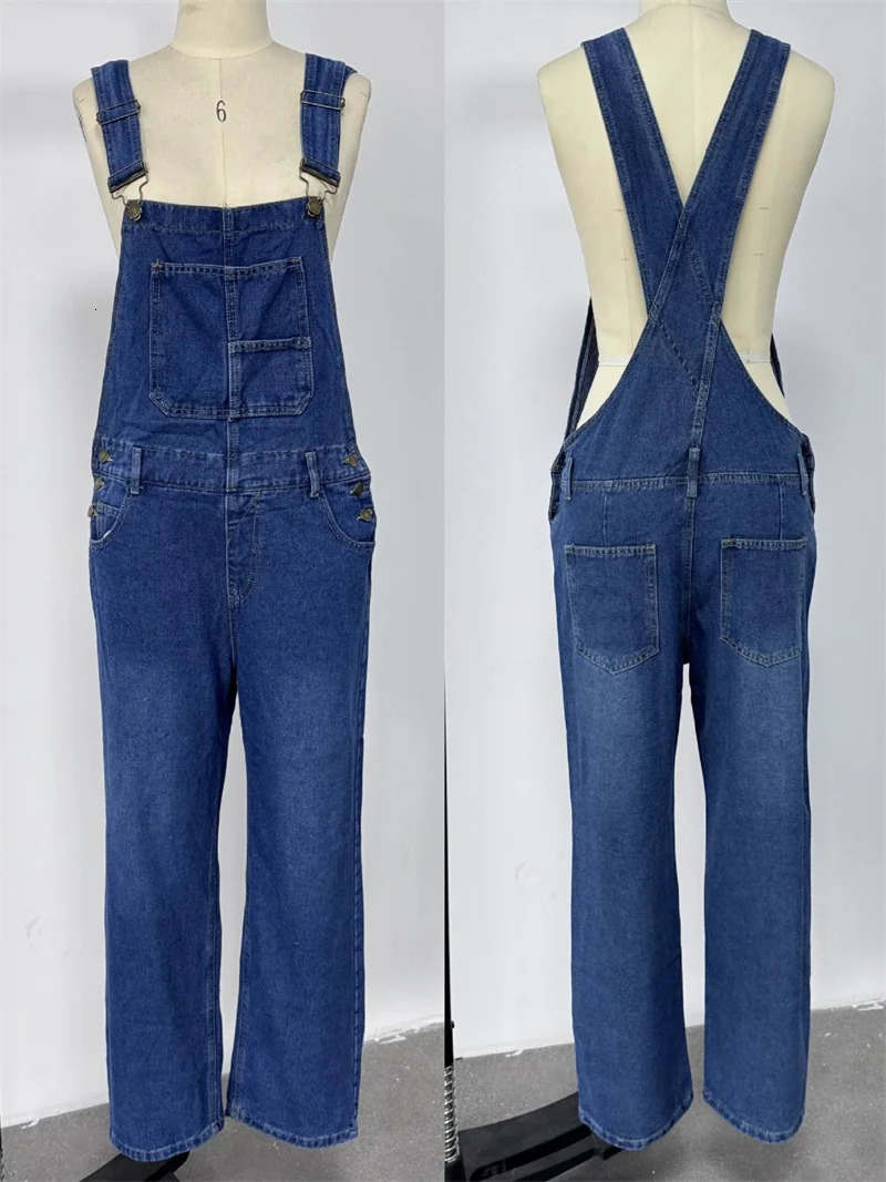 Fashion Denim Overalls for Women Loose Fit Classic Bib Casual Jean Stretchy Overall Jumpsuit Tapered Leg Pants 260714banjia