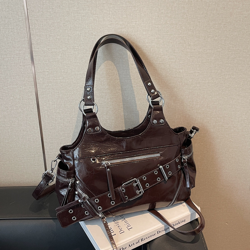 2025 Korean niche handbag vintage style for trendy girls single shoulder underarm large capacity commuter crossbody tote bag dhmallking - view 3