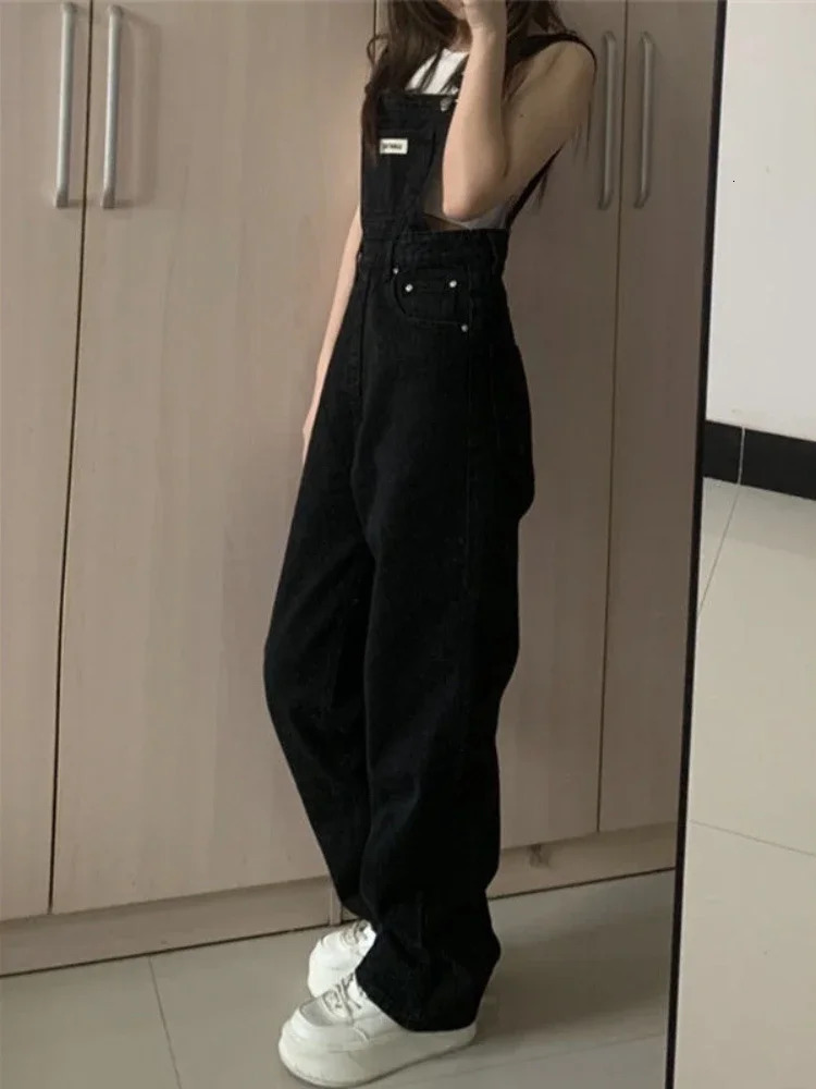 Denim Jumpsuit Preppy Style Spring Strap Ulzzang High Street Ins Letter Loose Retro Overalls Chic Girls Harajuku 260714banjia