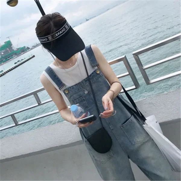 Casual High Waist Denim Overalls for Women AntiAging Dad Style Spring Loose Fit Hole n Korean Version Jeans Rompers 260714banjia